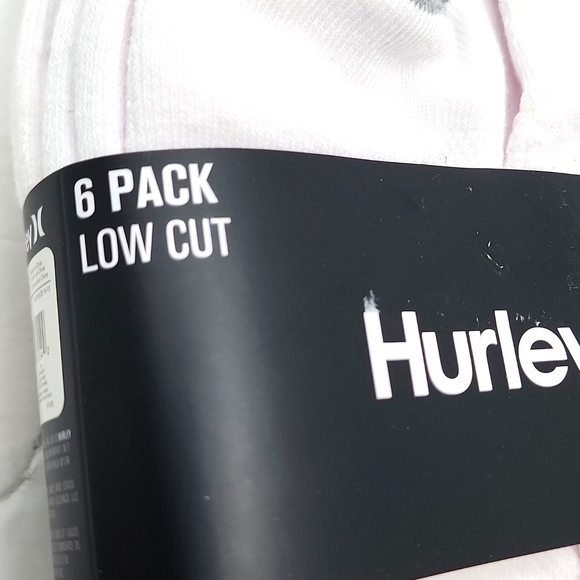 HURLEY LOW-CUT ATHLETIC SOCKS,  6 PAIRS WHITE WITH LOGO - Picture 8 of 9